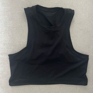 Lululemon open back crop tank top 2 black euc